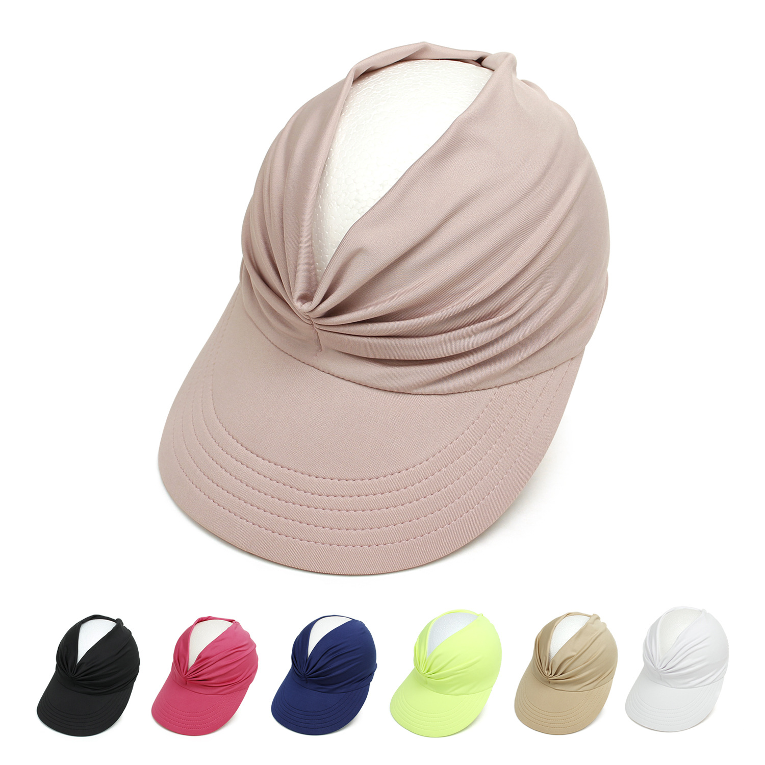 Pleated Detail Empty Top Hat Sombrero Visera Sol Mujer Color - Temu