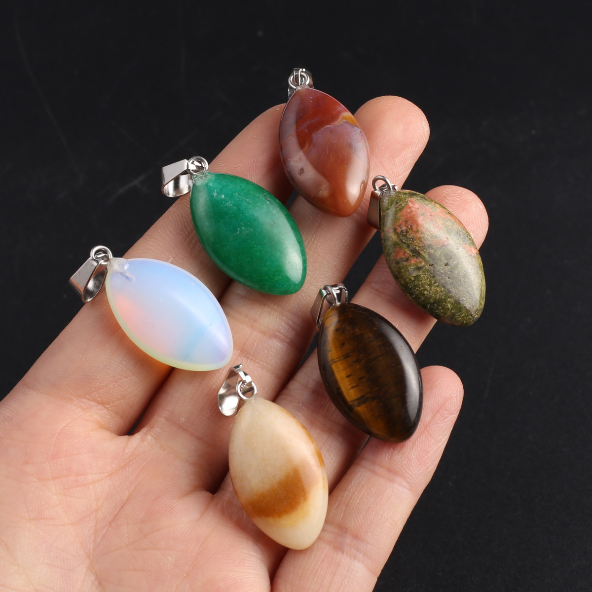 Lot Random Colors Natural Stone Pendant Horse Eye Shape Crystal Amethyst  Malachite Clear Quartz Gems Charms For Jewelry Making Diy Necklace Bracelet  Earring Accessories - Temu