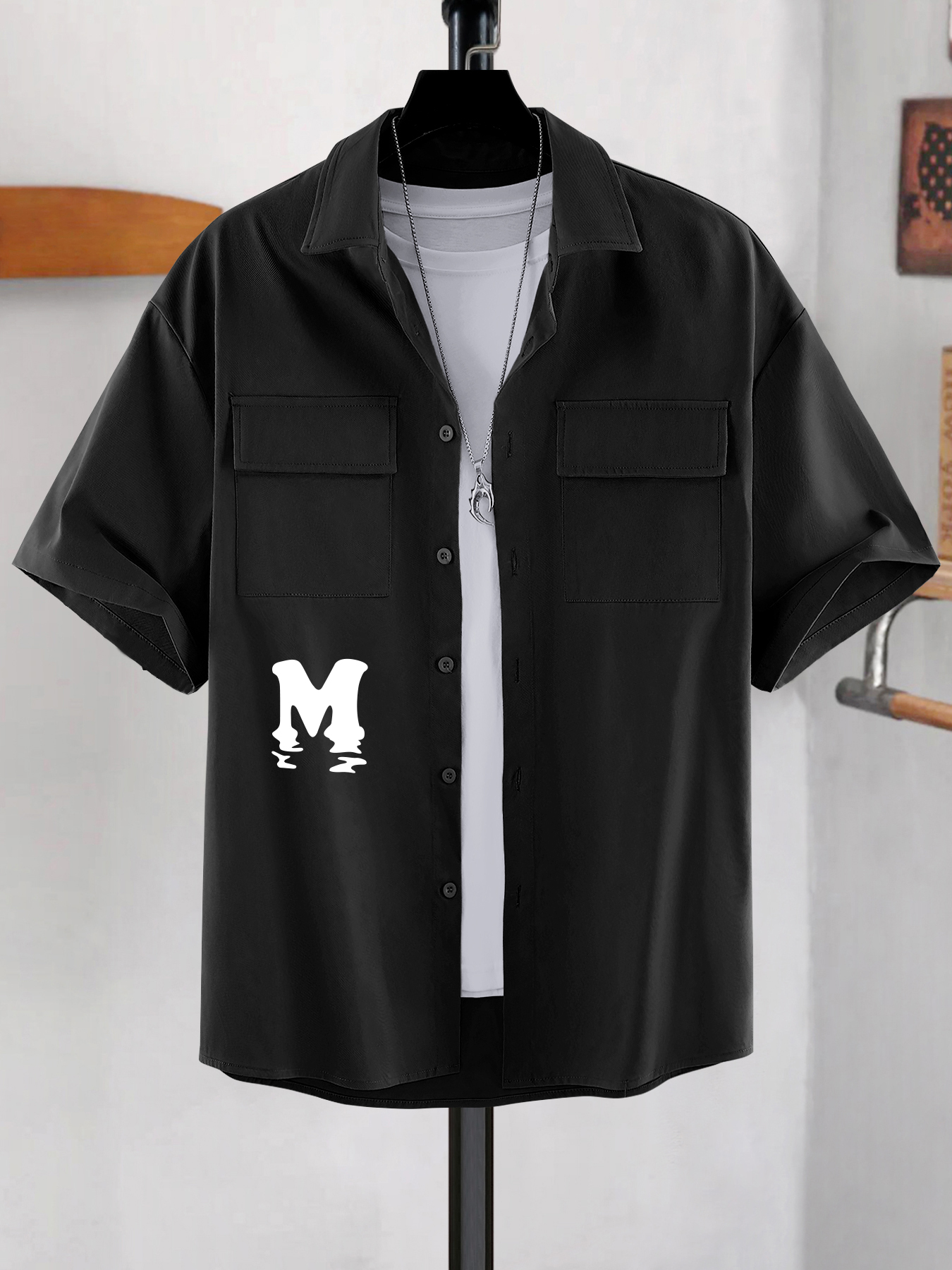 Subway Shirt, Plus Size Men's Letter m Print Cargo Shirt For Summer,  Trendy Oversized Short-sleeve Cargo Shirt, Comfortable Tops For Big & Tall  Males, Men Clothing - Temu