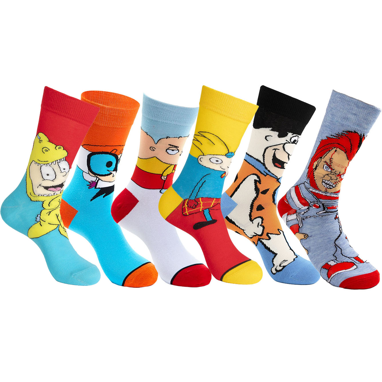 6 pares de calcetines de dibujos animados para hombres, calcetines  divertidos y coloridos de novela, calcetines de vestir