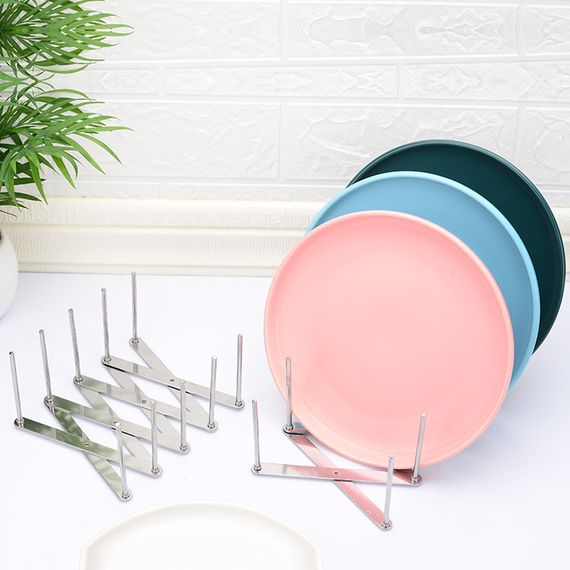 

1pc Pot Lid Holder, Adjustable Stainless Steel Dish Holder With Unique Design For Easy Storage Of Plates Bowls And Pot Lids, For Cabinet Counter Rv Sink, Kitchen Organizer, Kitchen Accessories