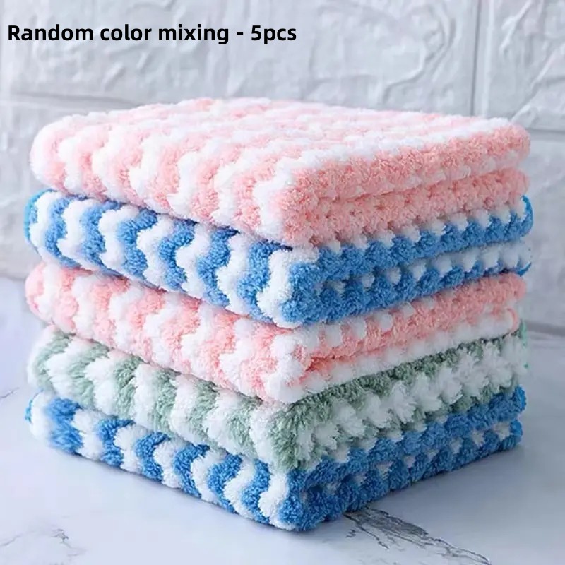 5pcs Random Color Cleaning Cloths, Simple Soft Cleaning Rags For Home