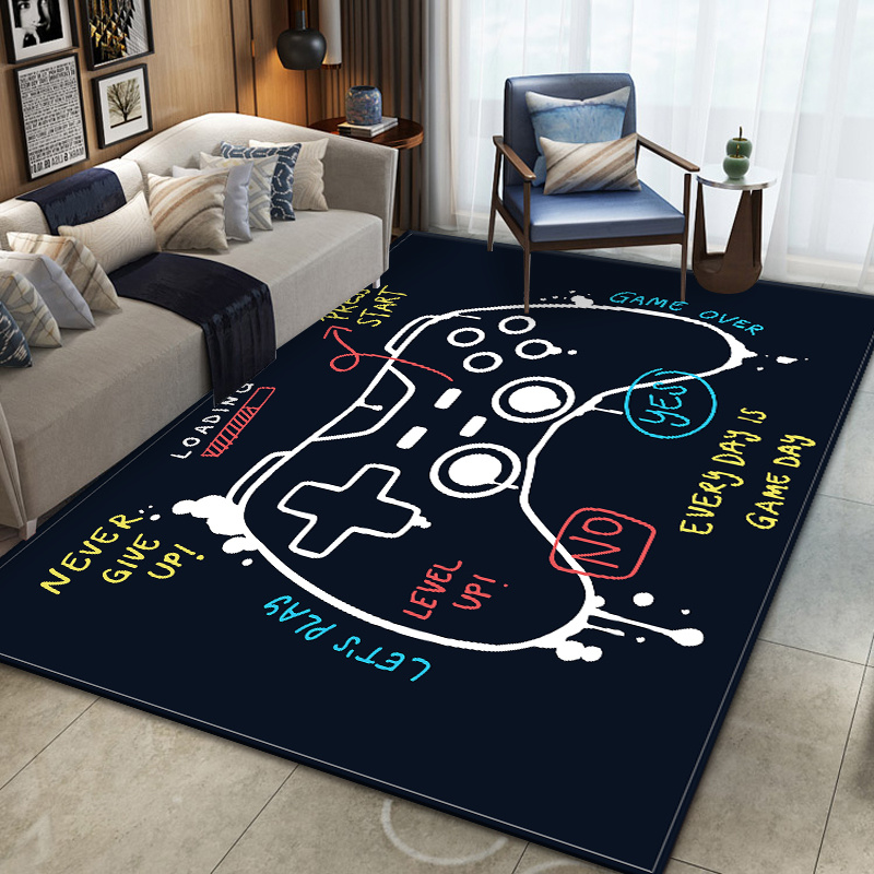 Game Rugs for Bedroom Boys Teens Gaming Level Carpets Living Room Mat Home  Decor Gamepad for Gamers Grey White Crystal Floor Polyester Area Rugs Decor