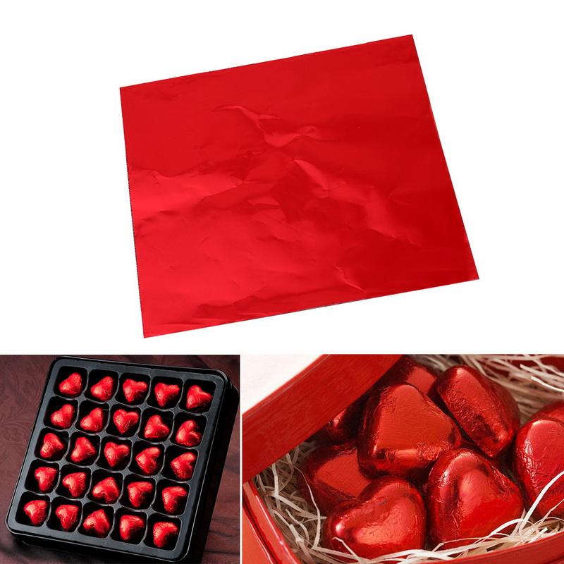 Fogli carta alluminio per cioccolatini Nero Rosso cm10x10