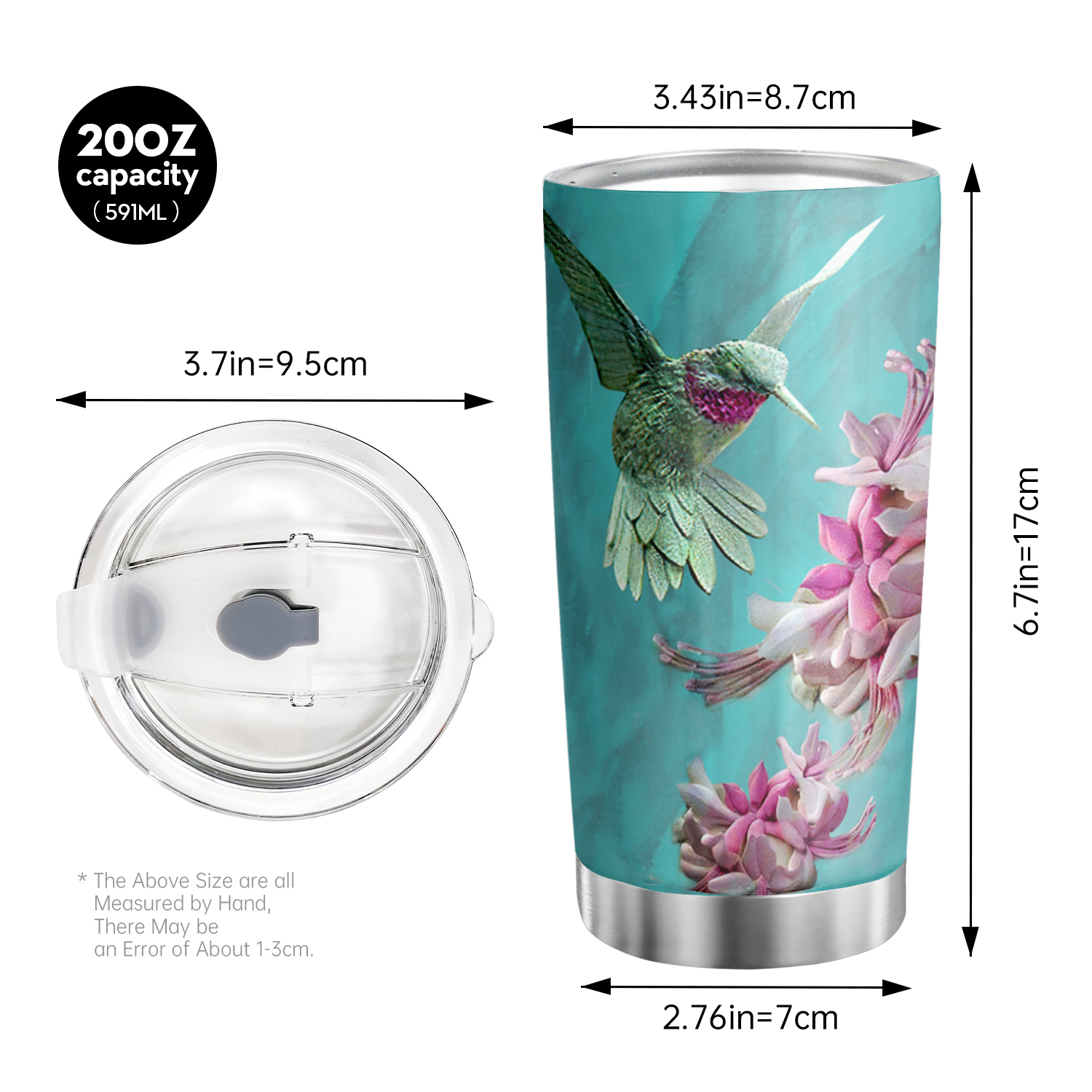 Hummingbird & Hibiscus Glass Mug Nature Beauty Inspired Hand 