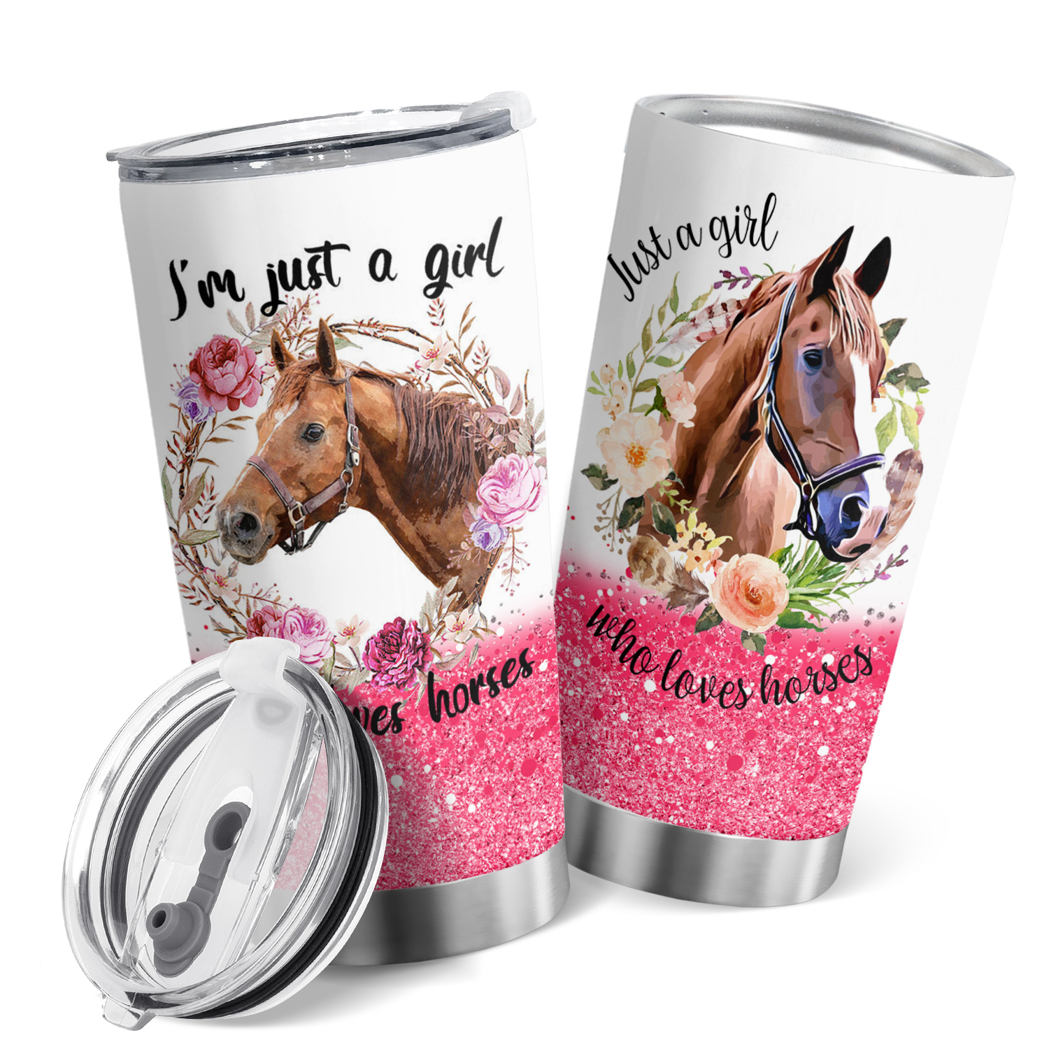 John 3:16 with Horses 20 oz insulated tumbler with lid and straw