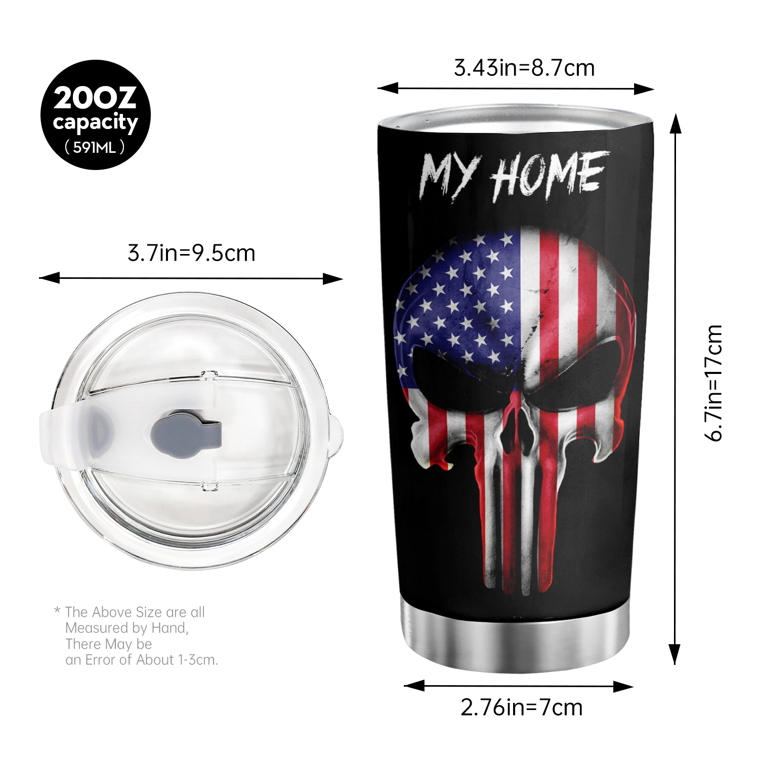 Stainless Steel Tumbler With Skull And American Flag Design - Temu