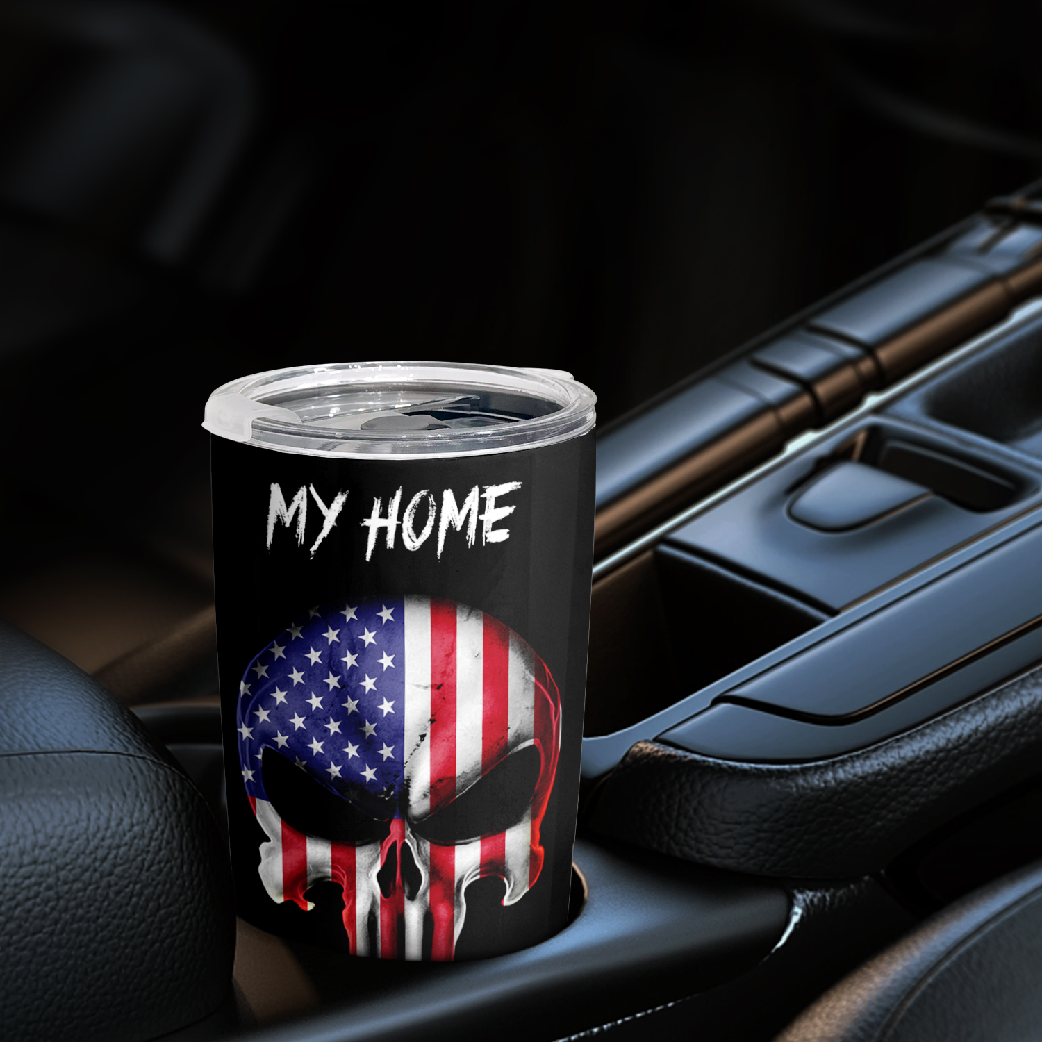 Stainless Steel Tumbler With Skull And American Flag Design - Temu