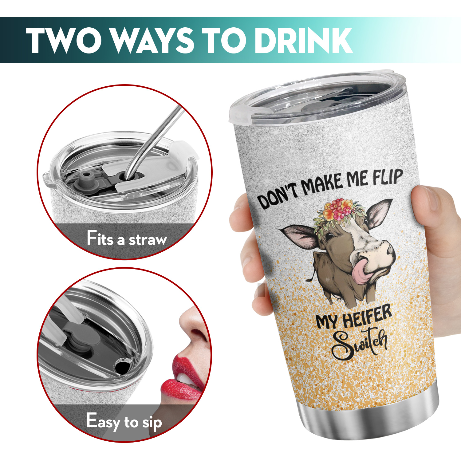 Cow Lover Gifts For Girl Women Coffee Tumbler, Not Today Heifer Bull  Insulated Travel Cups, Flower Cow Tumbler Mug Farmer Life Gift - Temu