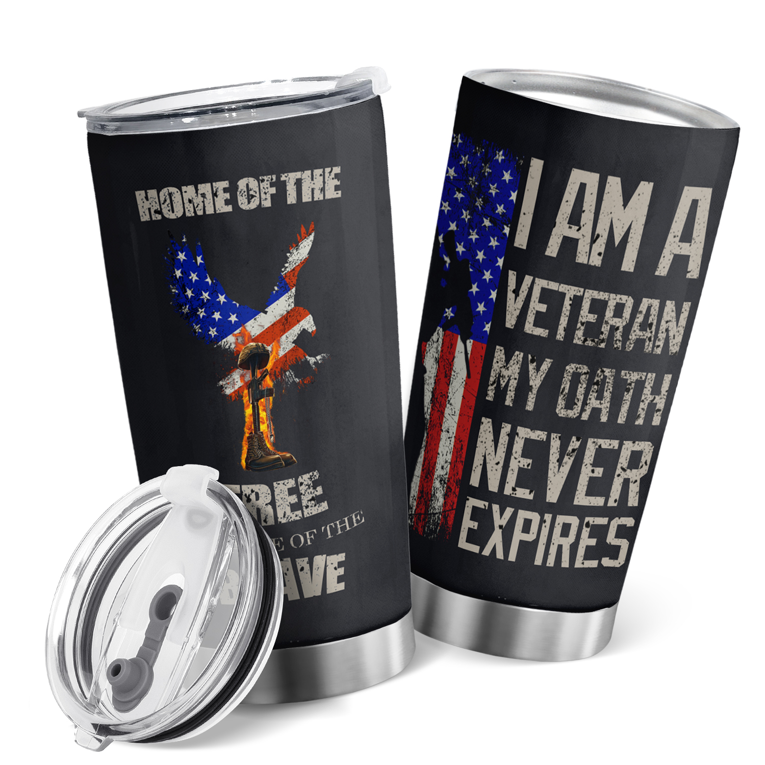 Stainless Steel Tumbler With Skull And American Flag Design - Temu