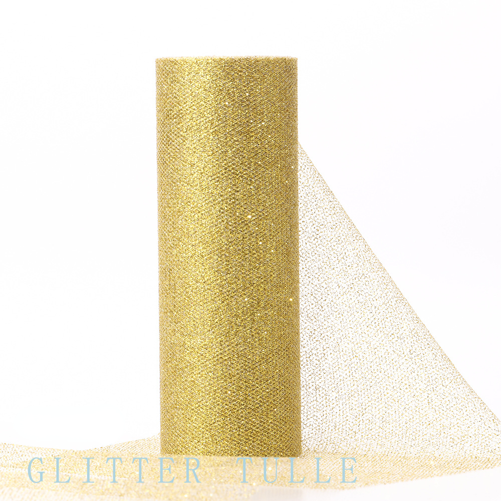 6 Wide Glitter Tulle Ribbon Rolls Sparkle Sequin Star Netting Fabric 10  Yards, Apricot 