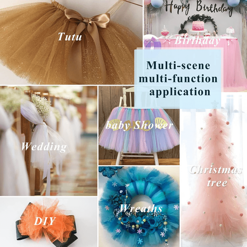 SHAYUAN 54 by 10 Yards Glitter Tulle Fabric Rolls for Wedding Birthday  Party Baby Shower Decoration Tutu Tulle Bolt Ribbons DIY Sewing Crafts -  Light