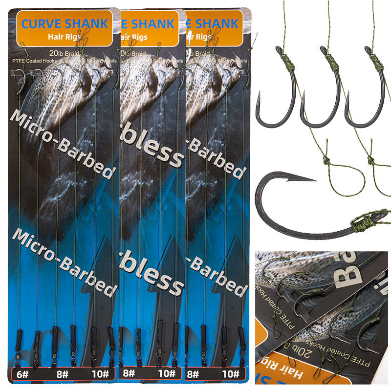 Generic 32pcs Carp Fishing Hair Rig Kits Curved Barbed Carp Hook