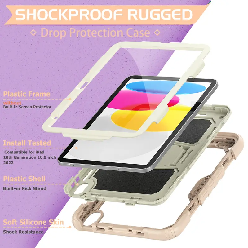 Case for iPad 9/8/7 (10.2 inch Model 2021/2020/2019 9th/8th/7th  Generation), Full Body Shockproof Protection Cover with 360 Degree Rotating  Kickstand