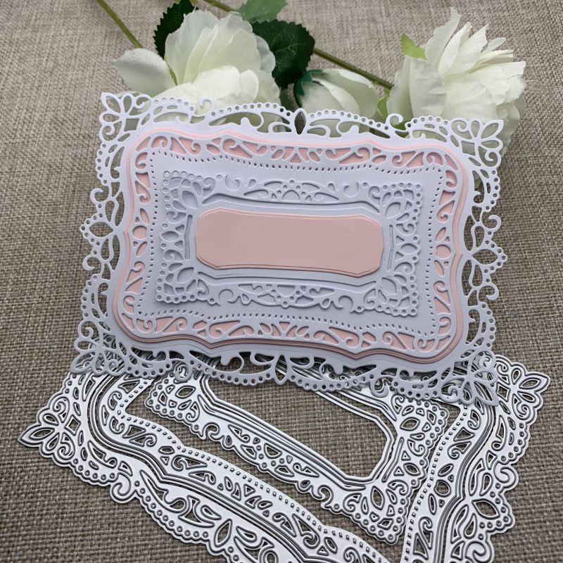 

New Lace Rectangular Frame Metal Cutting Dies For Diy Scrapbooking Decorative Embossing Handcraft Die Cutting Template Mold