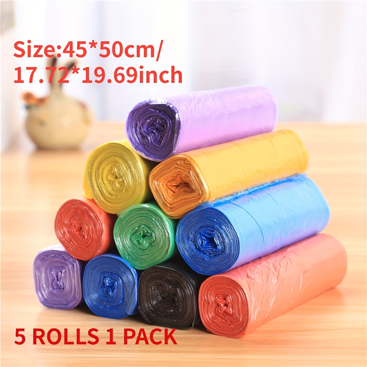 5Roll Pack 75 Disposable Trash Bags Home Kitchen Office Restaurant Cleaning