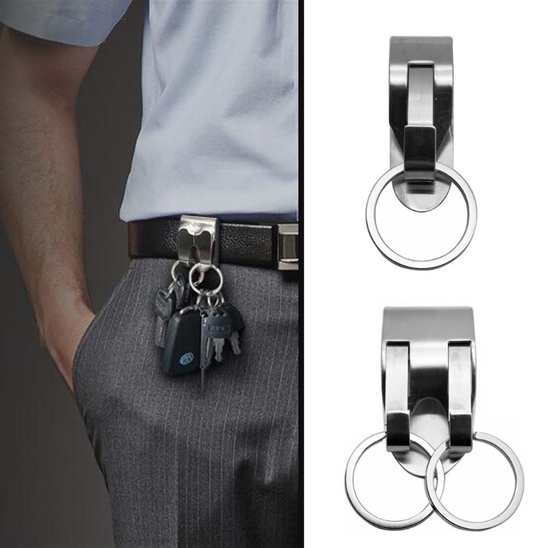 4 Pieces Belt Key Clip Key Holder Belt Security Metal Key Clip for Belt  Belt Clip Key Chain for Men Home Office Supplies (Silver)