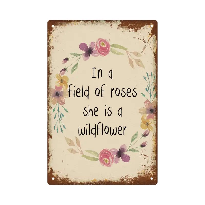 Positive Quotes Vintage Metal Tin Sign In A Field Of Roses - Temu