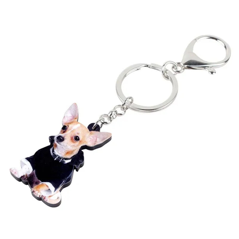 Acrylic French Bulldog Pug Dog Key Chains Ring Keychains Keyring Jewelry  For Women Girls Bag Car Pendant Gifts