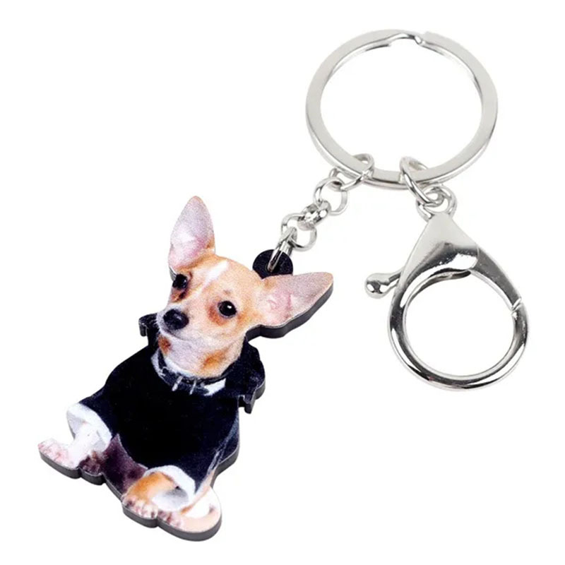 Acrylic French Bulldog Pug Dog Key Chains Ring Keychains Keyring Jewelry  For Women Girls Bag Car Pendant Gifts