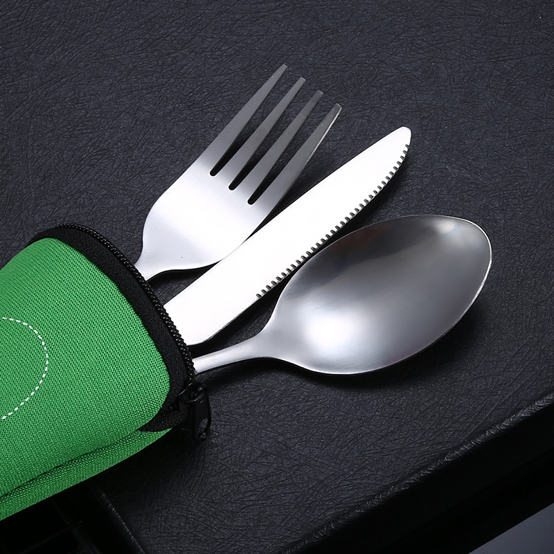 Set Di Posate In Argento Da 3 Pezzi/set, Utensili Riutilizzabili In Acciaio  Inossidabile Per Il Pranzo, Coltello, Forchetta E Cucchiaio, Con Custodia,  Per Il Campeggio E Il Viaggio - Temu Italy