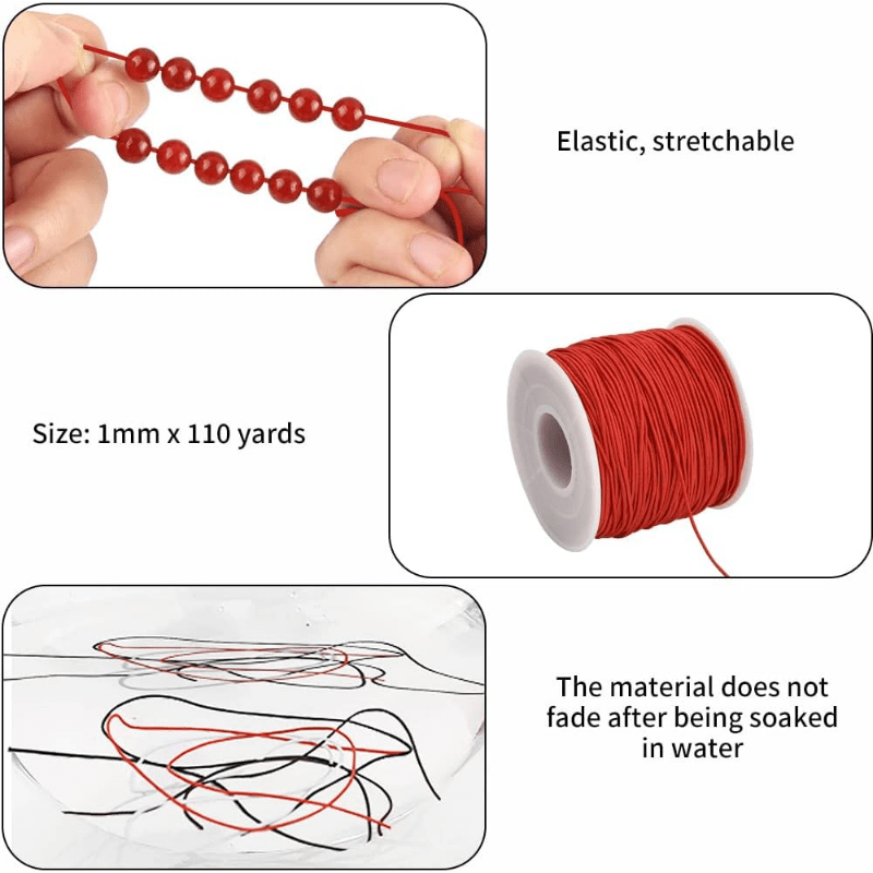 Paxcoo Stretchy String For Bracelets, 0.5Mm Black Elastic String