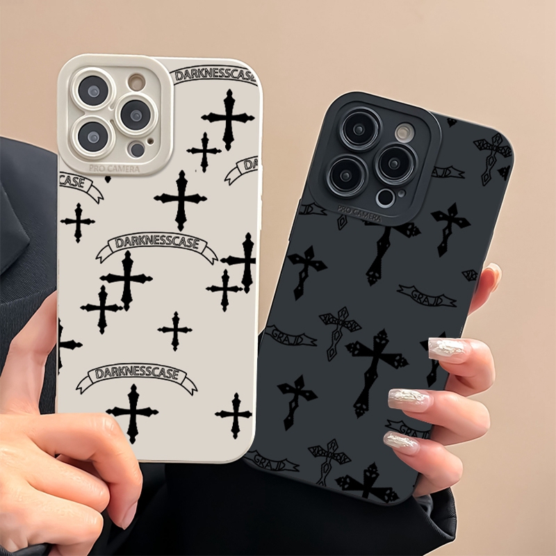 Black & White Cross Pattern Phone Case For Iphone 11 12 13 14 Pro