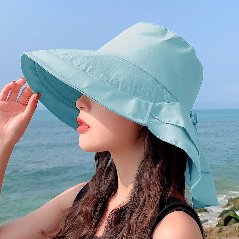 Packable Bucket Hat Women Sun Hat Wide Brim Protection Beach Hat How  Irregular Wear Ponytail Women Beach Hats