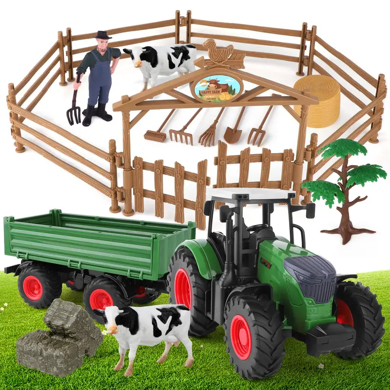 El mejor juego de juguetes de granja para niños y niñas: tractor *  animales, camión, remolque, cerca y más: ¡regalo perfecto de Navidad y  cumple