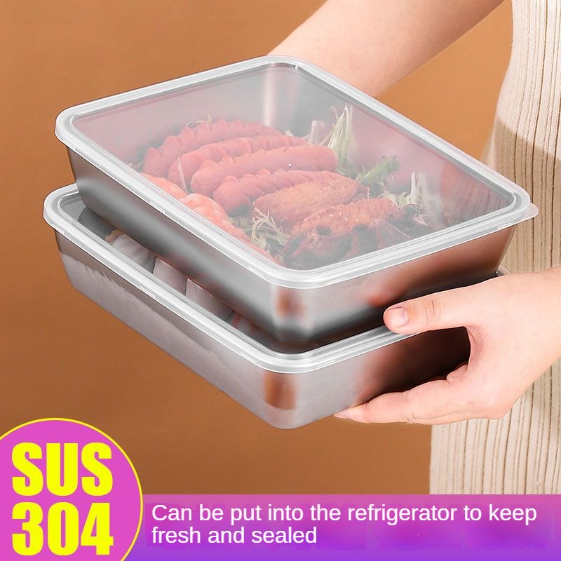 Food Storage Box Practical Food Stainless Steel Crisper Storage