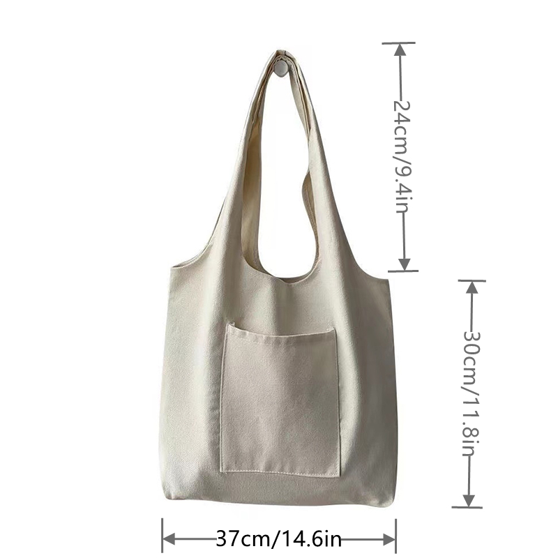 Minimalist Canvas Shoulder Bag Solid Large Capacity Lightweight