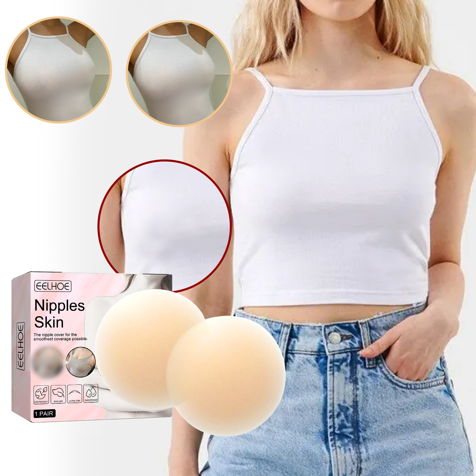 Silicone Anti Convex Point Breast Stickers Invisible Breathable