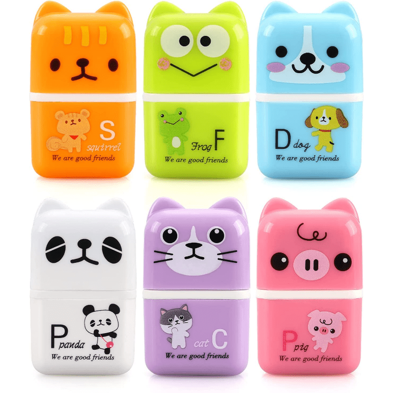 6pcs Cute Animal Pencil Eraser Cartoon Small Roller Erasers Rubber  Stationery Supplies for Office School Children Students