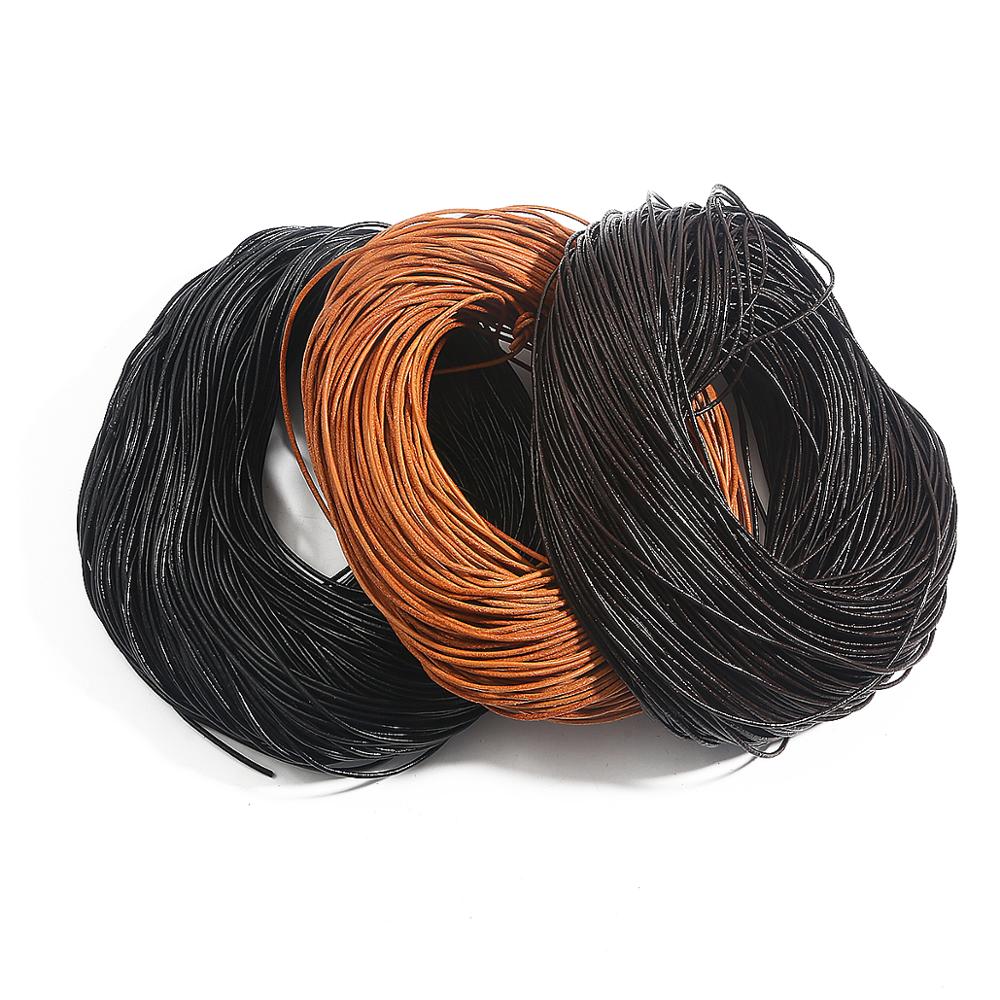 5M Genuine Round Leather Cord Rope String for DIY Crafts Necklace Bracelets