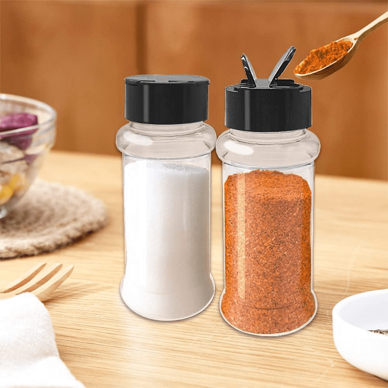 12 Pack of 6 Oz. Empty Clear Plastic Spice Bottles With Black Lids  Food-grade Spice Jars for Kitchen and Home Spice Organization 