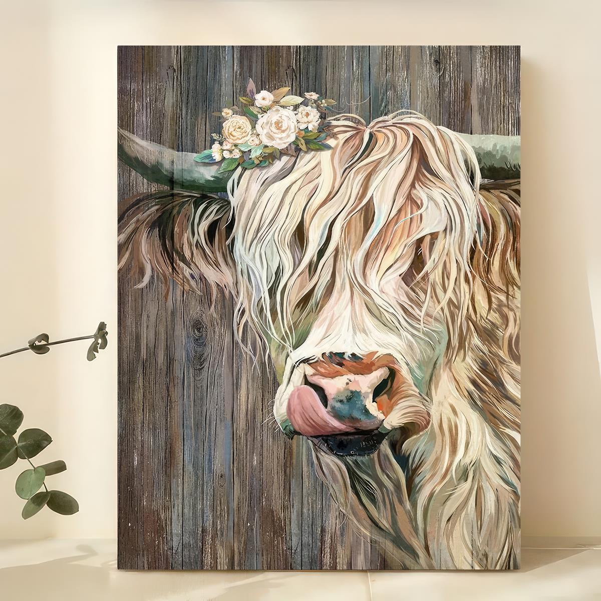 Art Canvas Painting Farmhouse Cow Painting Canvas Wall Art Temu