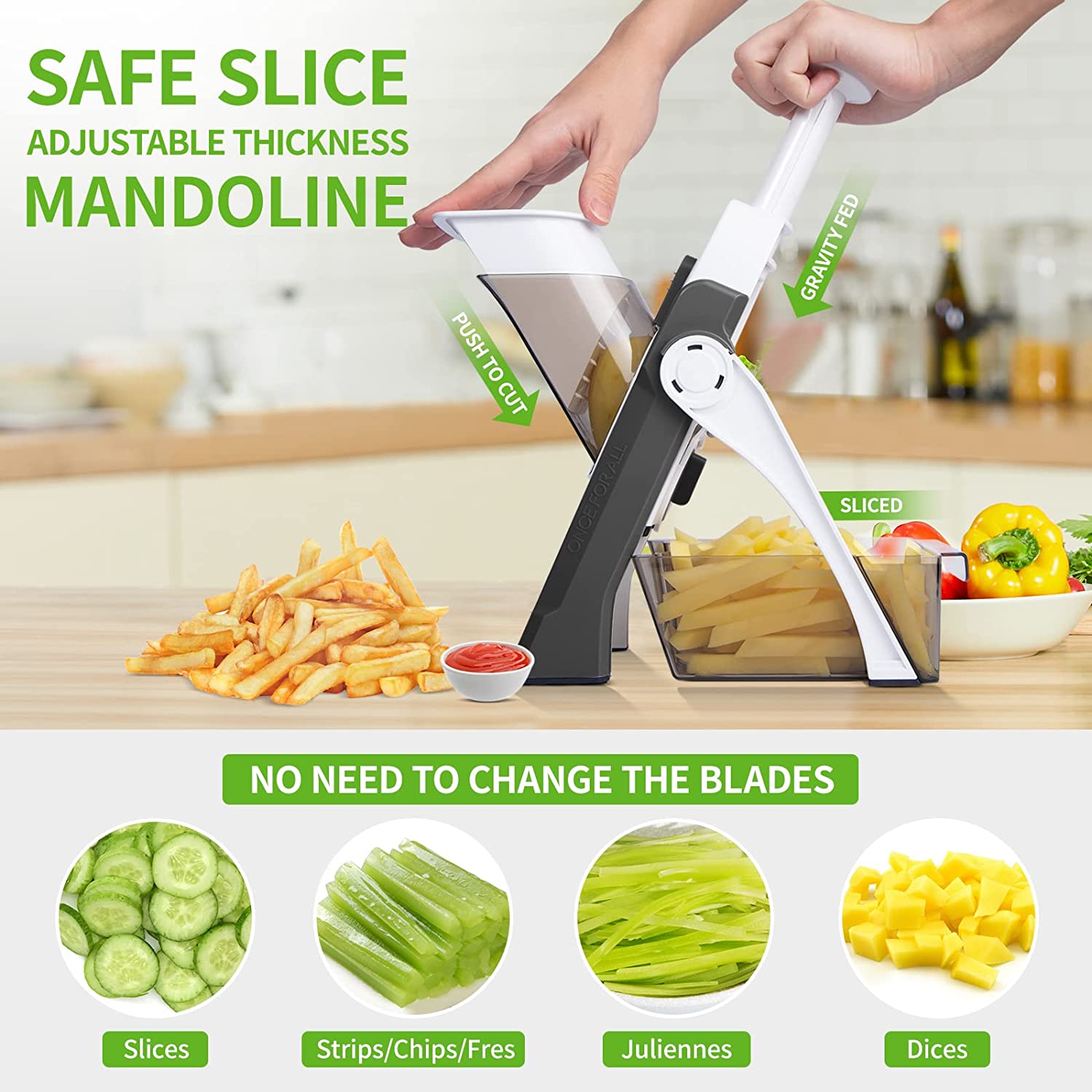9 in 1 Vegetable Chopper Slicer, Vegetable Slicer and Chopper with 5  Replaceable Slicing Blades Thickness Adjustable vegetable Mandoline Slicer
