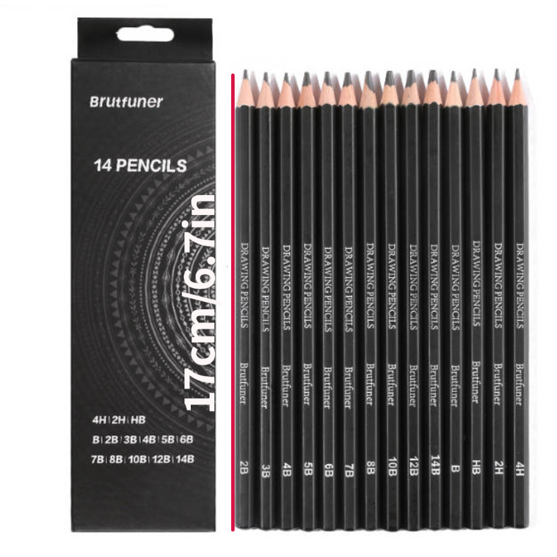 Drawing Pencils 14pcs/set 12B, 10B, 8B, 7B, 6B, 5B, 4B, 3B, 2B, B, HB, 2H, 4H, 6H Graphite Sketching Pencils Professional Sketch