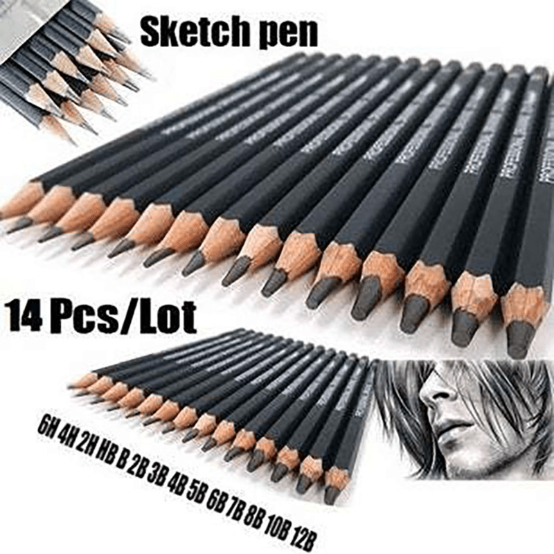 This Model 14 Sketching Pencil Set 4h 14b Pencil Sketching - Temu