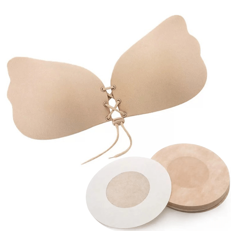 Women Invisible Silicone Lift Breast Nipple Cover Lace Up Sticky Bra Push  Up Chest Underwear