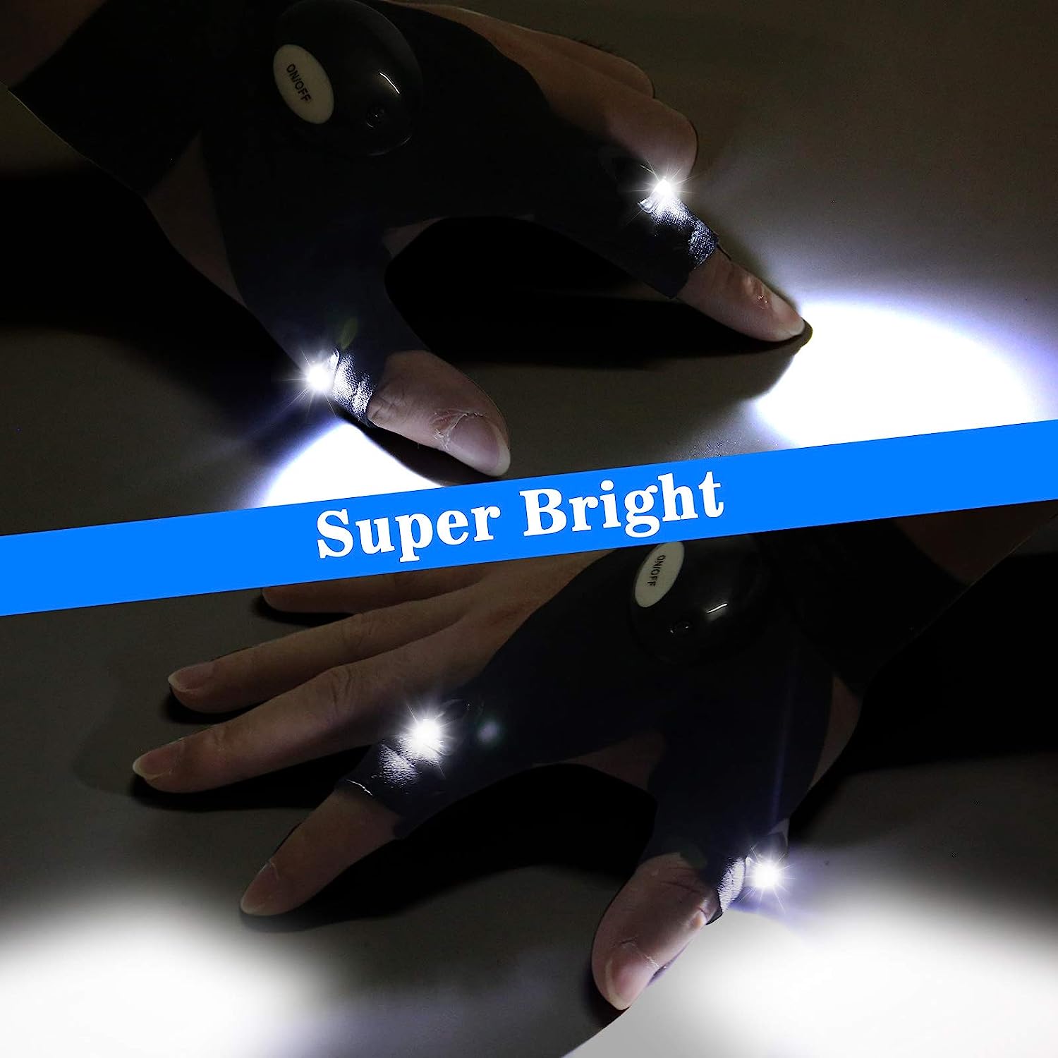Gants LED avec Lumières,Gadget Insolite Utile Gants LED,Idee Cadeau Pour  Homme Femme,pour Pêche/Camping/Bricoleur