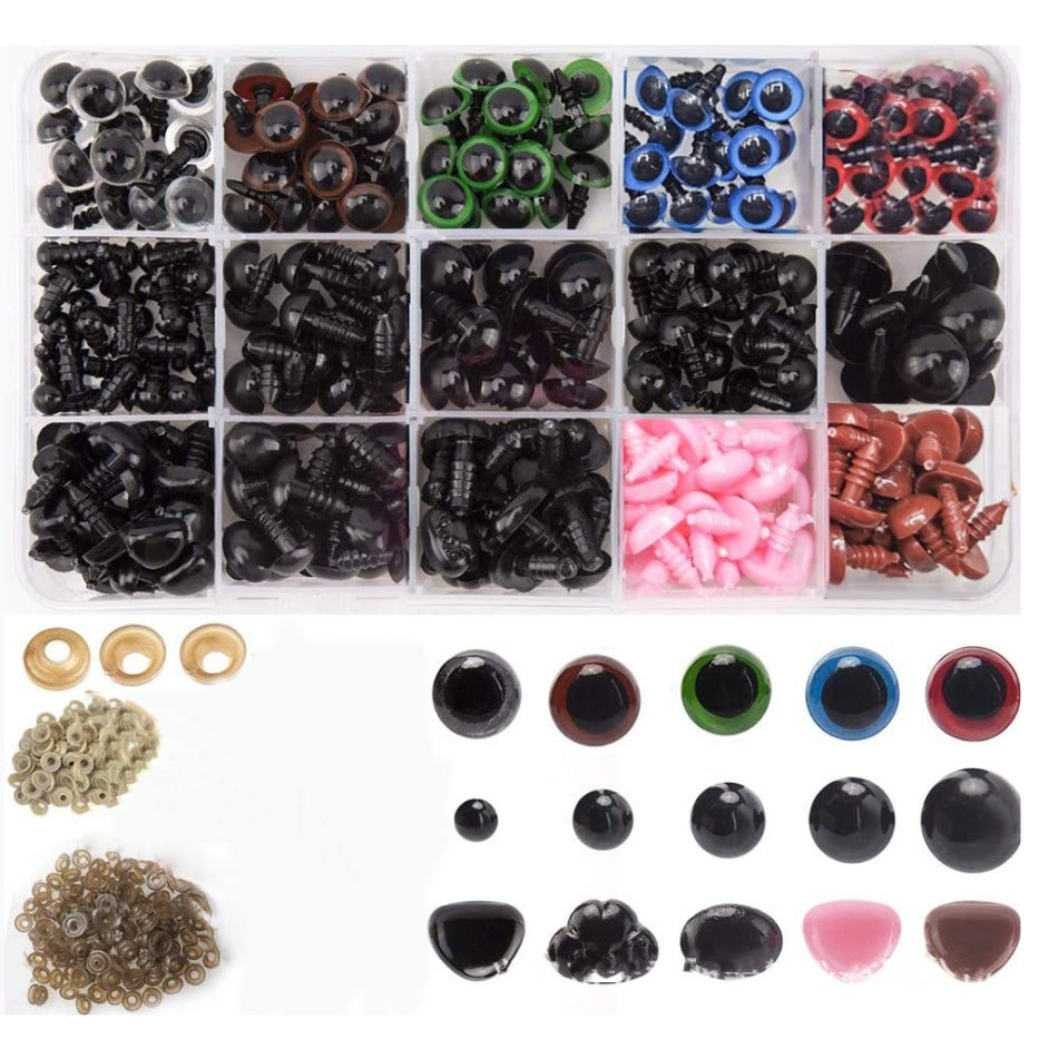 752Pcs Colorful/Black Plastic Safety Eyes and Noses for Teddy Bear