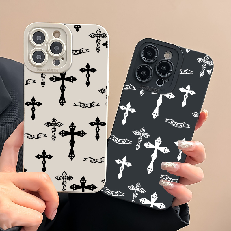 Stylish Cross Pattern Phone Case For Iphone 14/13/12/11/xr/xs/7/plus/pro Max/mini  - Temu France