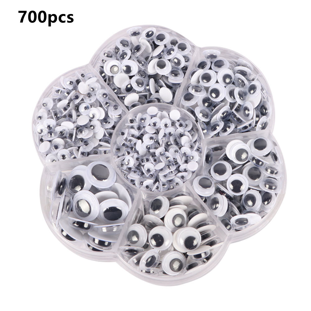 100pcs MIX SIZE Googly Wiggly Eyes Assorted Flatback Plastic Black Pupil  Wiggly Moving Eye 8mm/10mm/12mm/15mm/20mm 