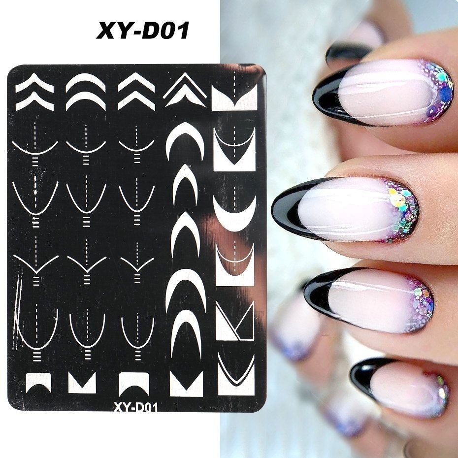 

French Nail Art Stamping Plate Geometry Wave Line Drawing Templates Flower Love Lace Stamp Nail Charm Mold Stencil Tools