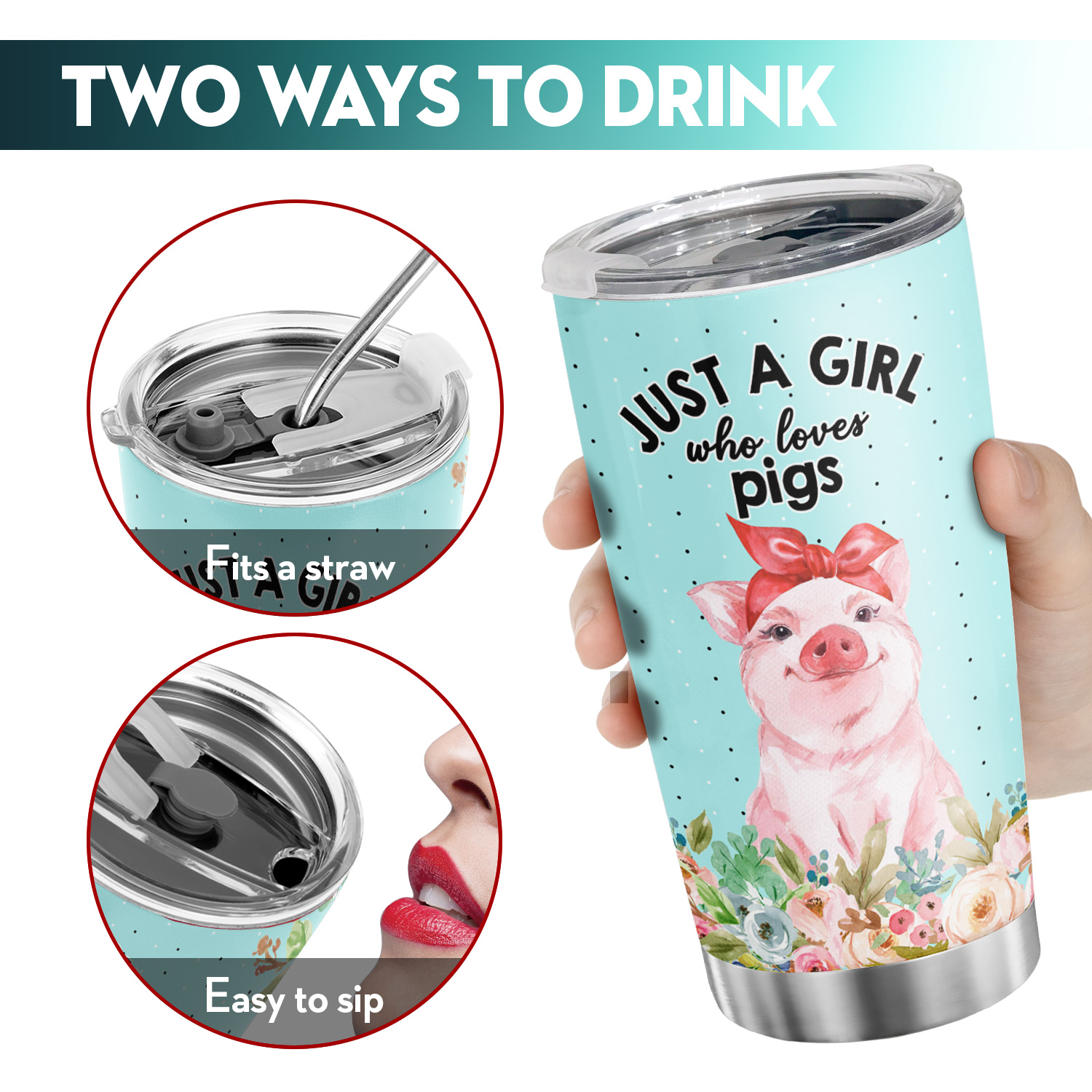1pc Just A Girl Who Loves Books Stainless Steel Travel Tumbler 20 Oz With  Lid, Vacuum Insulated Coffee Cup For Cold & Hot Drinks