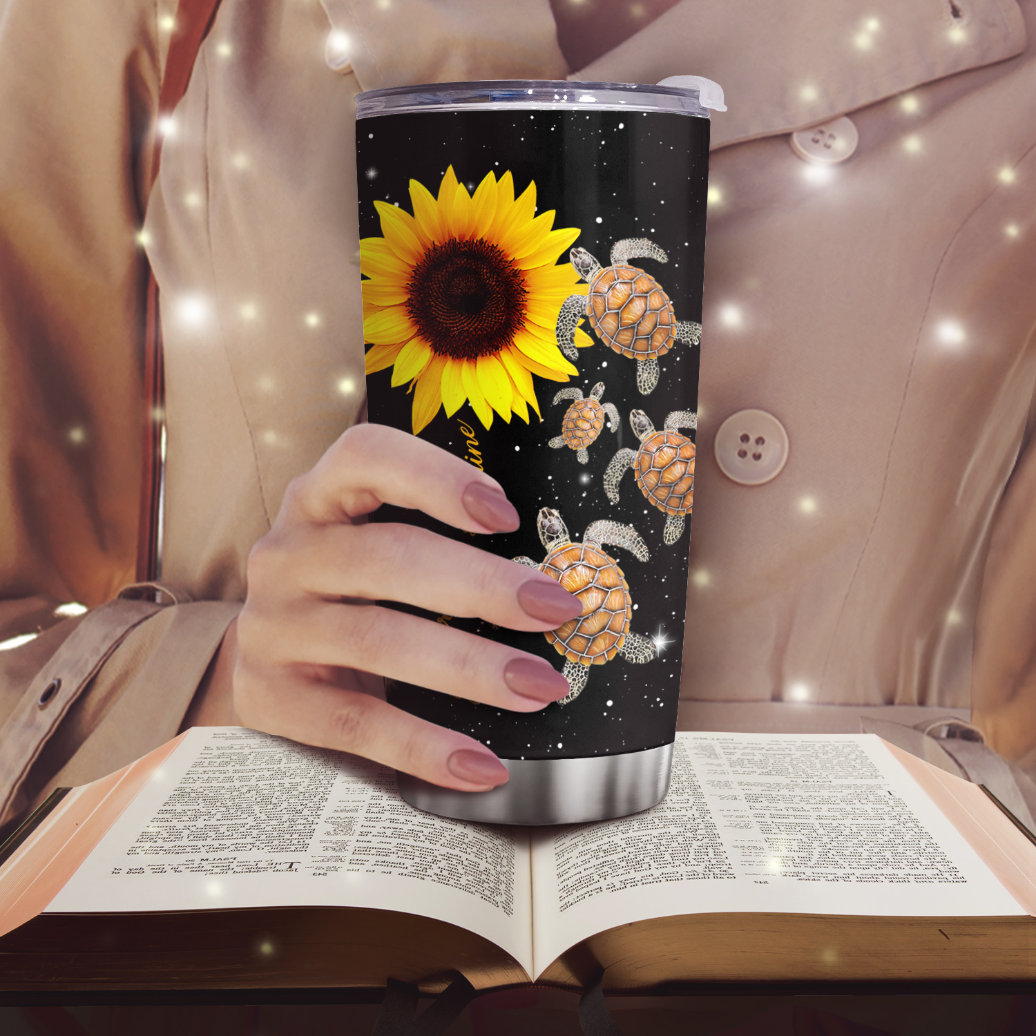 Cow Print and Sunflowers Personalized 20oz Insulated Tumbler with