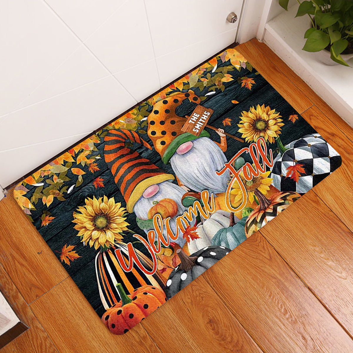 1pc Tapete De Piso Con Estampado De Gnomos De Girasol Para Cocina