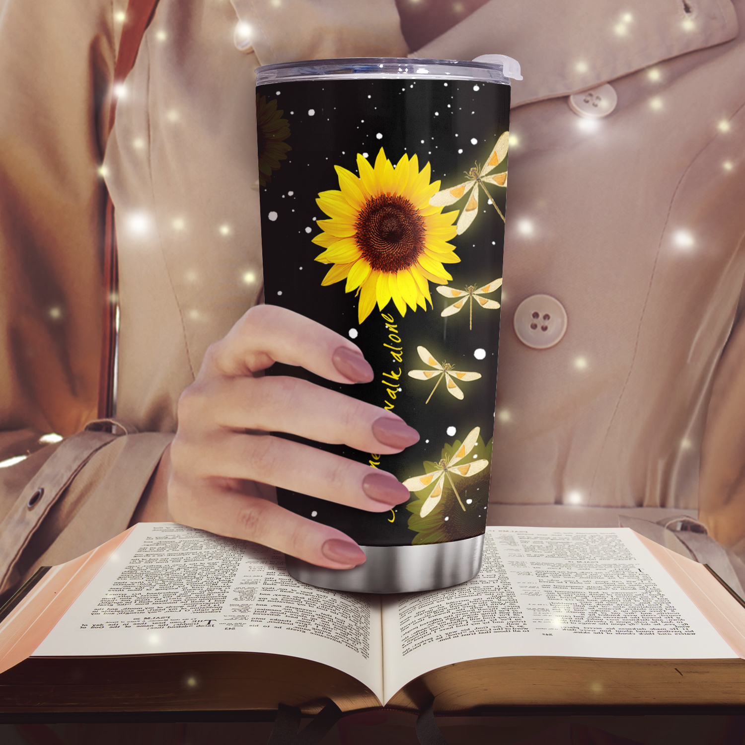 Sunflower Tumbler with Lid and Straw, Travel Coffee Mug Stainless Steel  Tumblers, Double Wall Vacuum Insulated Tumbler Cups for Women Birthday Gifts