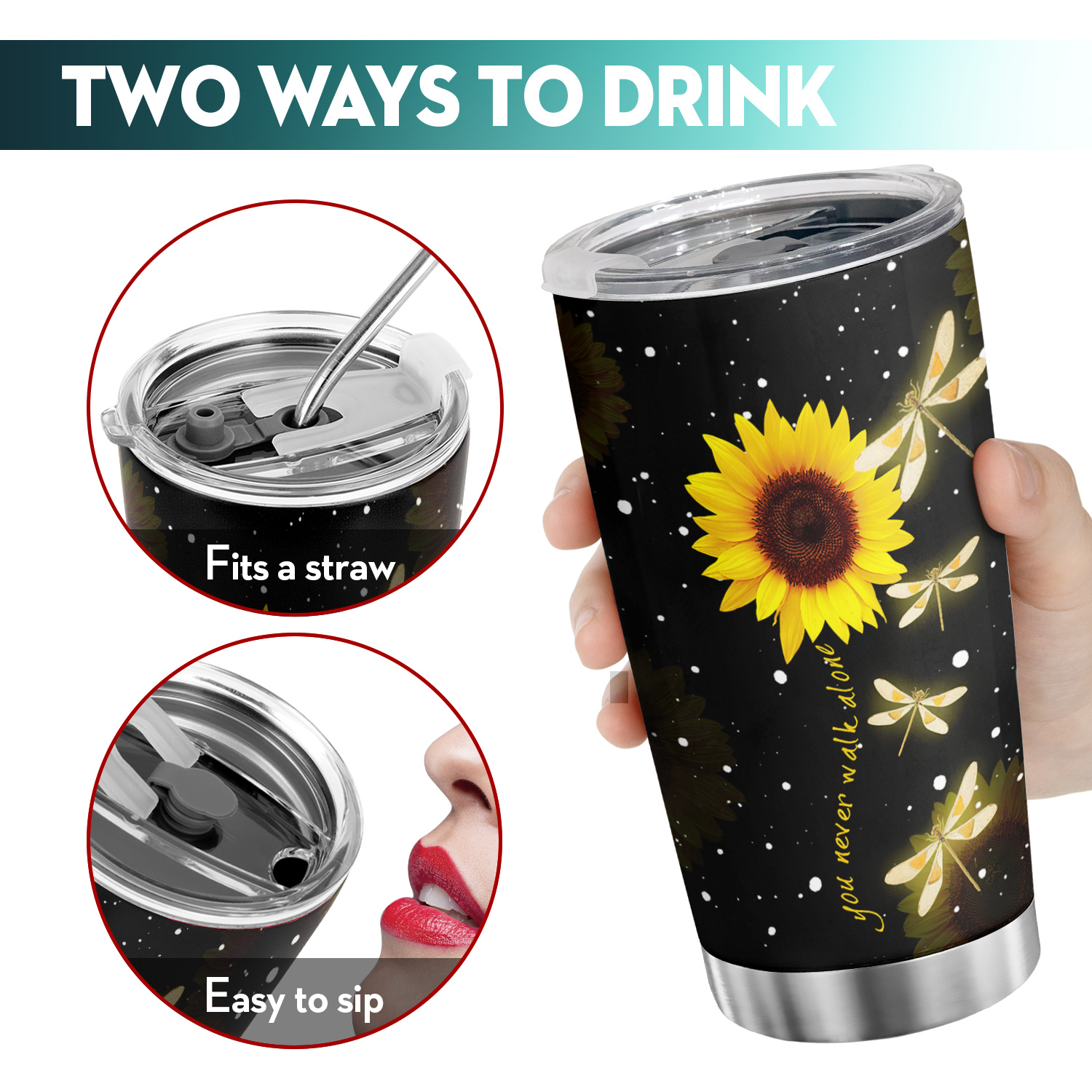 Sunflower Tumbler with Lid and Straw Sunflower Gifts For Women Sunflower  Coffee Mugs Sunflower Decor Cup You Are My Sunshine Butterfly Travel Mug